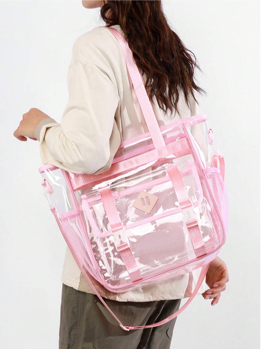 Ubysoyi Clear Tote Bag For Women/Unisex Transparent Handbag Lightweight See Through Shoulder Crossbody Bag For Vacation Fitness Concert Sport Swimming Travel