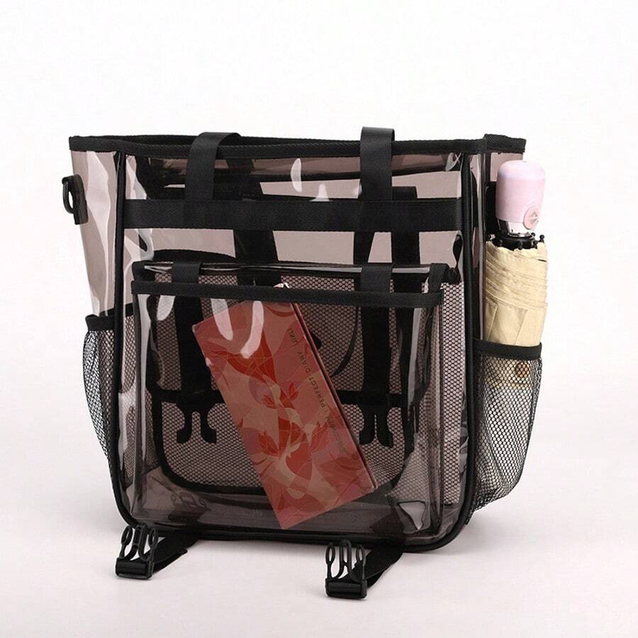 Ubysoyi Clear Tote Bag For Women/Unisex Transparent Handbag Lightweight See Through Shoulder Crossbody Bag For Vacation Fitness Concert Sport Swimming Travel