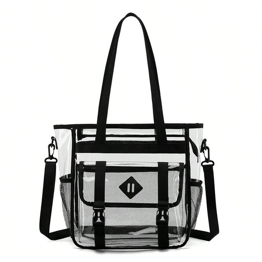 Ubysoyi Clear Tote Bag For Women/Unisex Transparent Handbag Lightweight See Through Shoulder Crossbody Bag For Vacation Fitness Concert Sport Swimming Travel