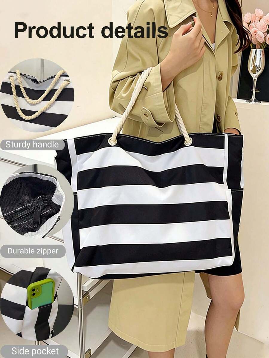 Summer Waterproof Beach Bag For Women Large Tote Bag Lightweight Shoulder Bag Soft Handbag For Durable Foldable Vocation Travel Essential Pool
