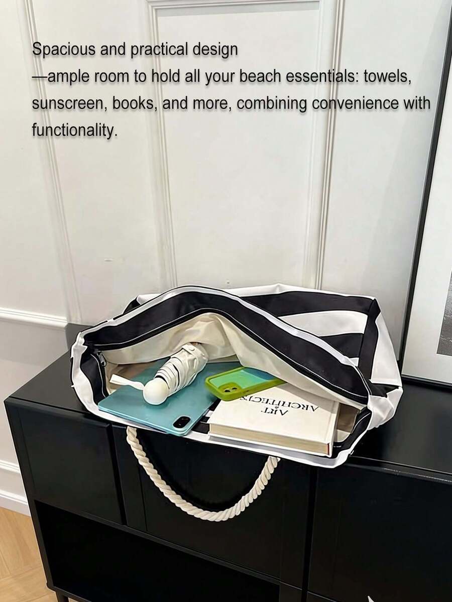 Summer Waterproof Beach Bag For Women Large Tote Bag Lightweight Shoulder Bag Soft Handbag For Durable Foldable Vocation Travel Essential Pool