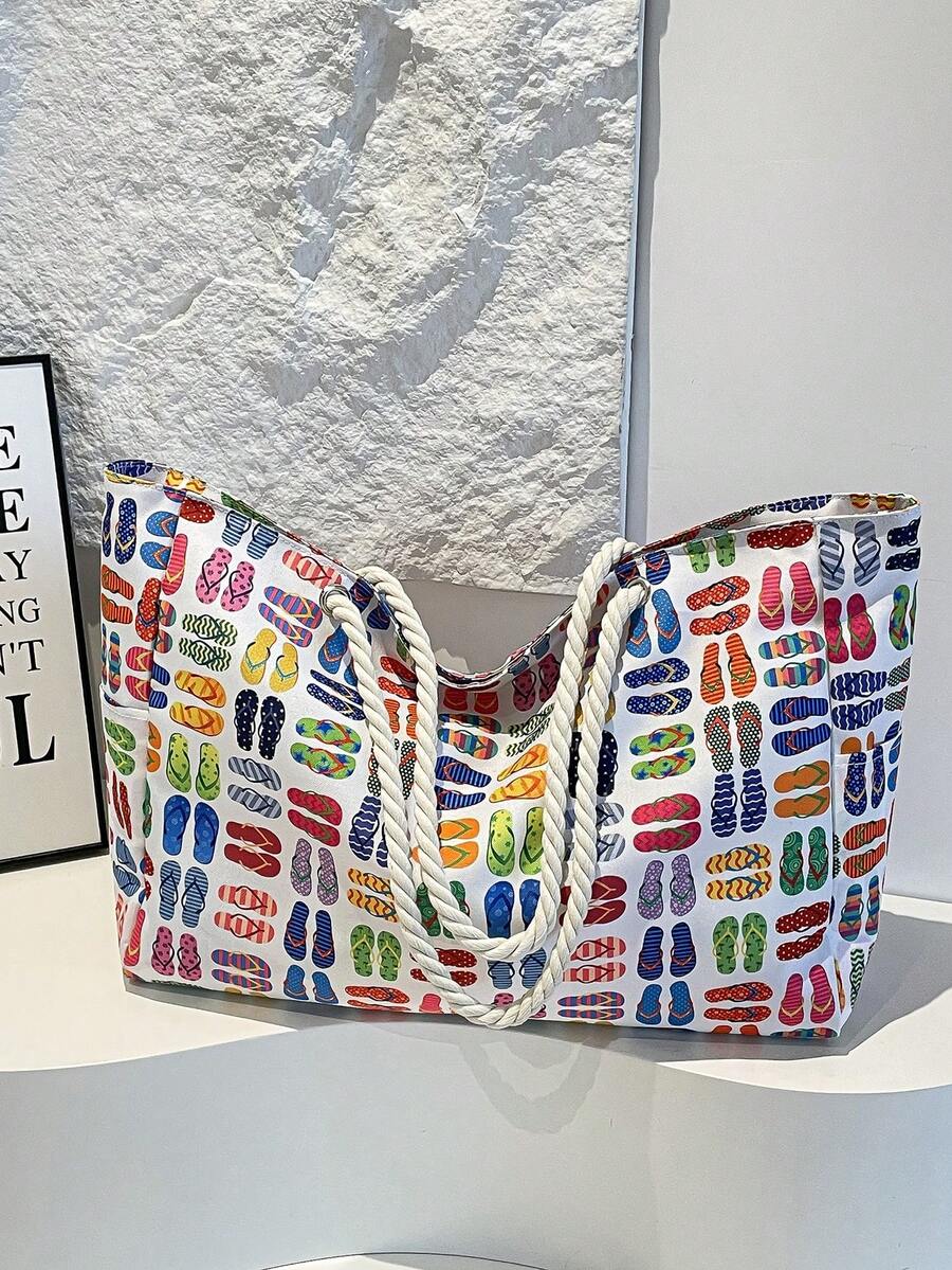 Large Waterproof Beach Tote Bag, Women's Handbag With Zipper, Waterproof And Sand-Proof, Swimming Pool Bag, Large Capacity (Pattern Random)