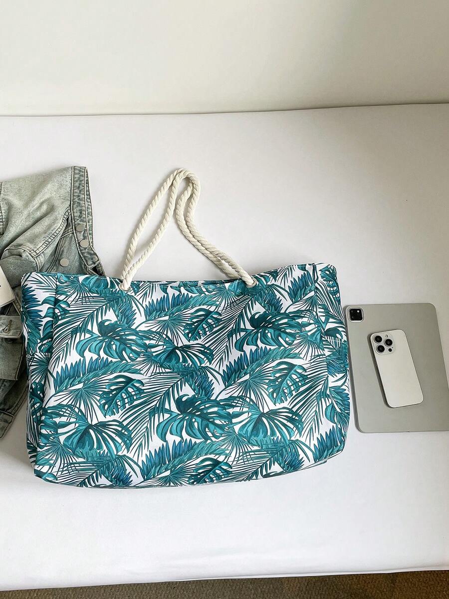 Large Waterproof Beach Tote Bag, Women's Zipper Closure Beach Handbag, Waterproof And Sand-Proof Swimming Pool Bag (Pattern Random), Summer Outfits
