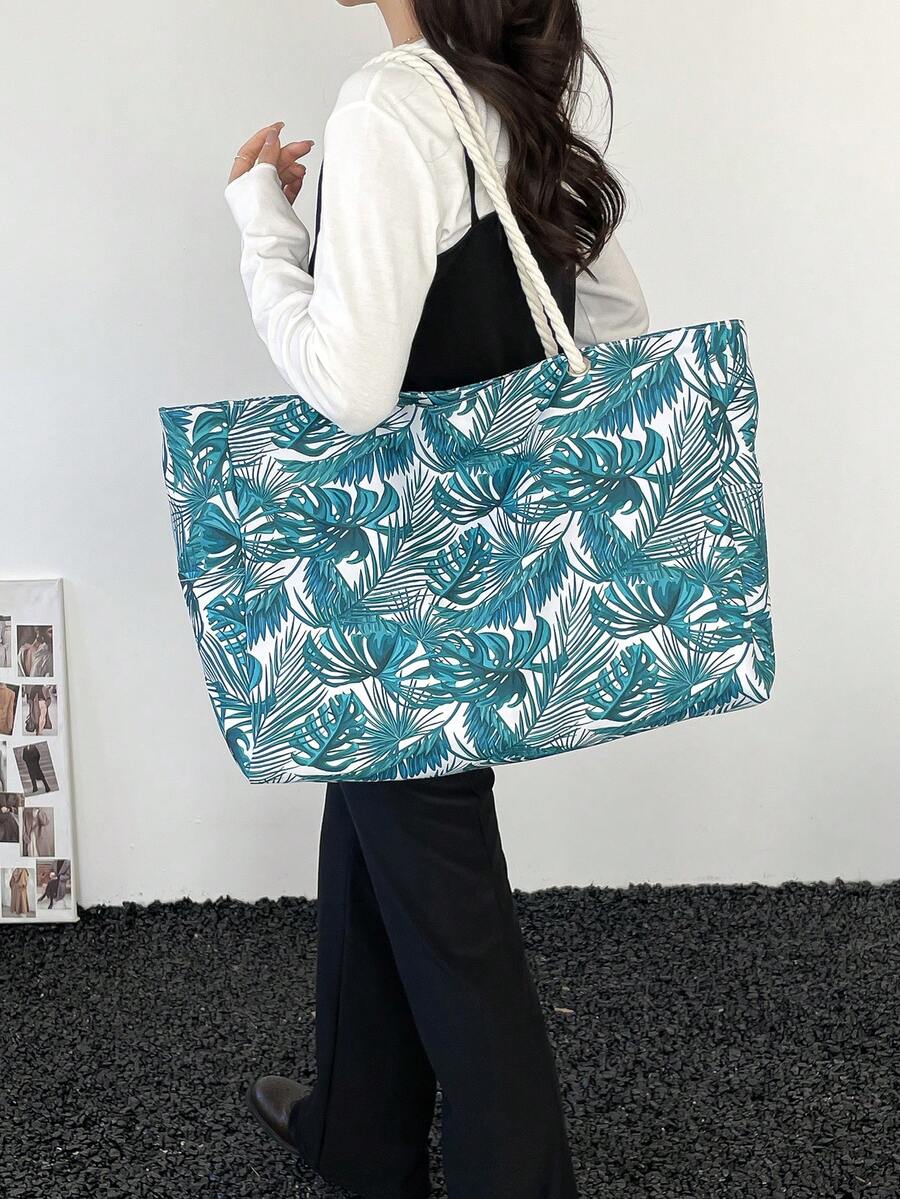 Large Waterproof Beach Tote Bag, Women's Zipper Closure Beach Handbag, Waterproof And Sand-Proof Swimming Pool Bag (Pattern Random), Summer Outfits