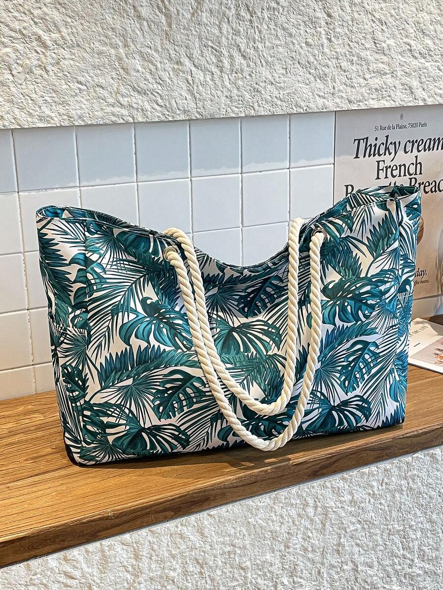 Large Waterproof Beach Tote Bag, Women's Zipper Closure Beach Handbag, Waterproof And Sand-Proof Swimming Pool Bag (Pattern Random), Summer Outfits