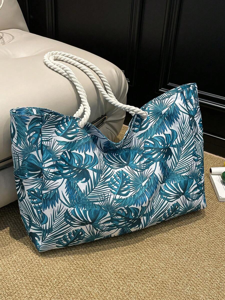 Large Waterproof Beach Tote Bag, Women's Zipper Closure Beach Handbag, Waterproof And Sand-Proof Swimming Pool Bag (Pattern Random), Summer Outfits