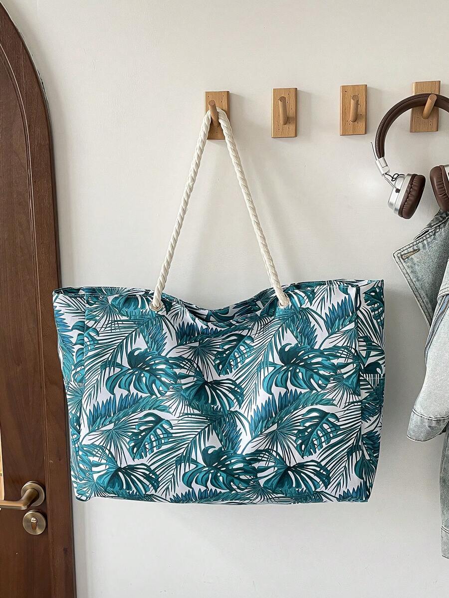 Large Waterproof Beach Tote Bag, Women's Zipper Closure Beach Handbag, Waterproof And Sand-Proof Swimming Pool Bag (Pattern Random), Summer Outfits