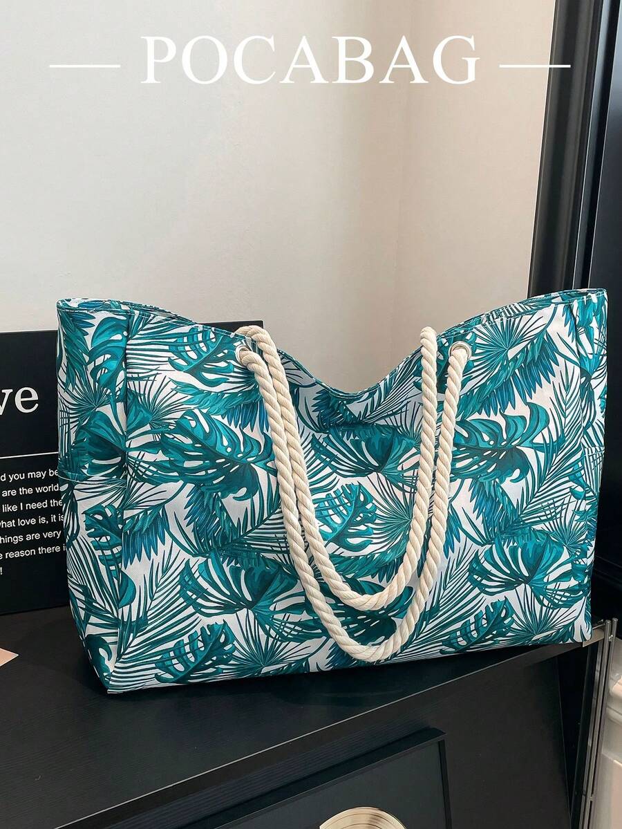 Large Waterproof Beach Tote Bag, Women's Zipper Closure Beach Handbag, Waterproof And Sand-Proof Swimming Pool Bag (Pattern Random), Summer Outfits