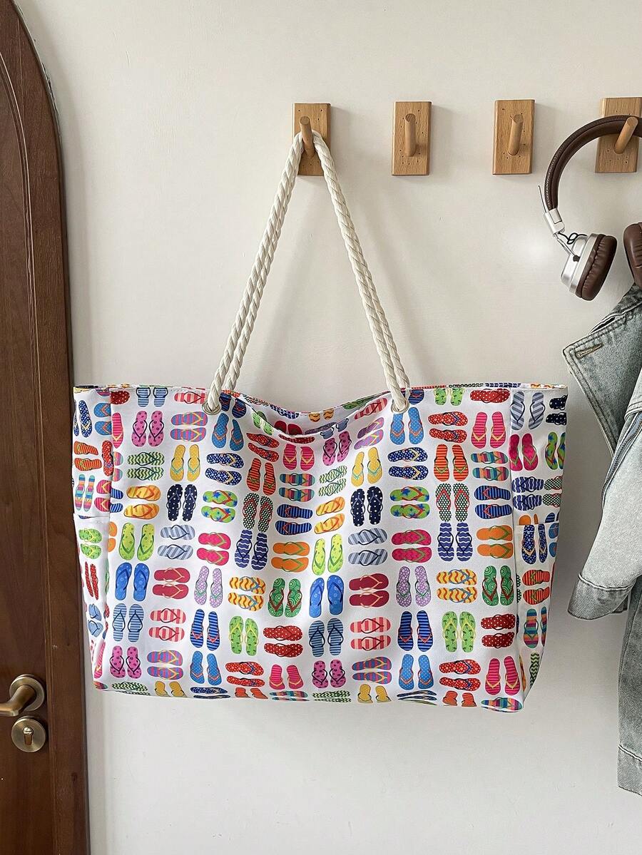 Large Waterproof Beach Tote Bag, Women's Handbag With Zipper, Waterproof And Sand-Proof, Swimming Pool Bag, Large Capacity (Pattern Random)
