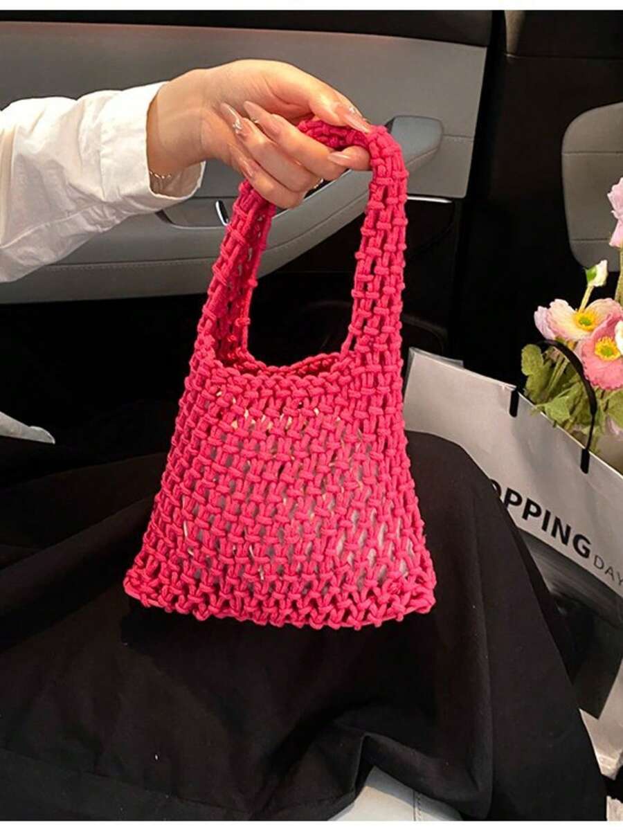 BAILEE Fashion Casual Multi-Color Hand-Woven Tote Bag, PU Base, Ocean Theme Decoration, Suitable For Beach Wear, Great Gift