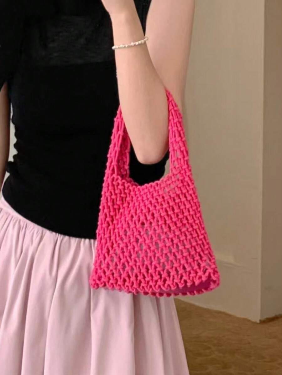 BAILEE Fashion Casual Multi-Color Hand-Woven Tote Bag, PU Base, Ocean Theme Decoration, Suitable For Beach Wear, Great Gift