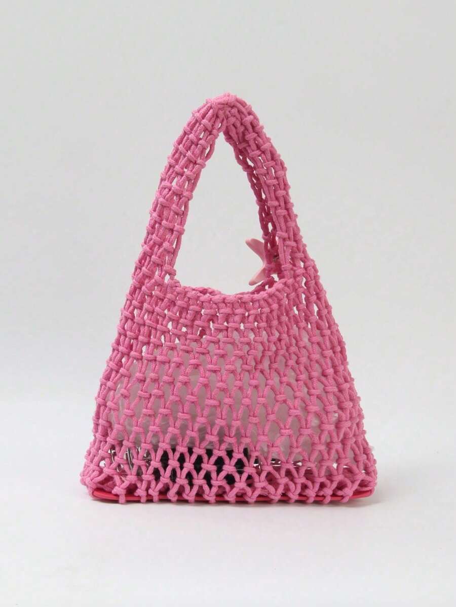 BAILEE Fashion Casual Multi-Color Hand-Woven Tote Bag, PU Base, Ocean Theme Decoration, Suitable For Beach Wear, Great Gift