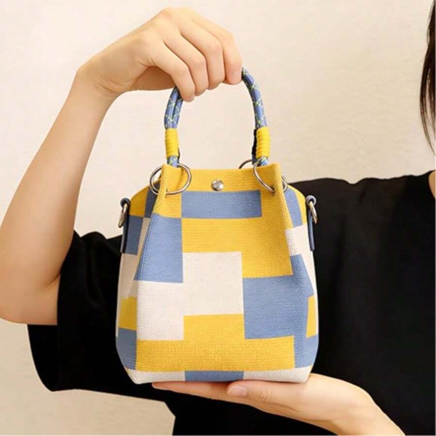 Large Capacity Korean Style Tote Bag For Women, Stylish & Durable Handbag, Suitable For Shopping, Travel And Storage. Personalized Woven Ba