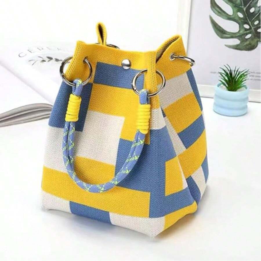 Large Capacity Korean Style Tote Bag For Women, Stylish & Durable Handbag, Suitable For Shopping, Travel And Storage. Personalized Woven Ba