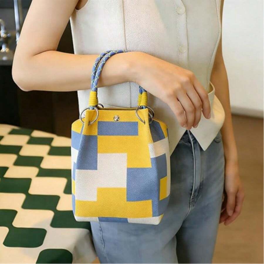 Large Capacity Korean Style Tote Bag For Women, Stylish & Durable Handbag, Suitable For Shopping, Travel And Storage. Personalized Woven Ba