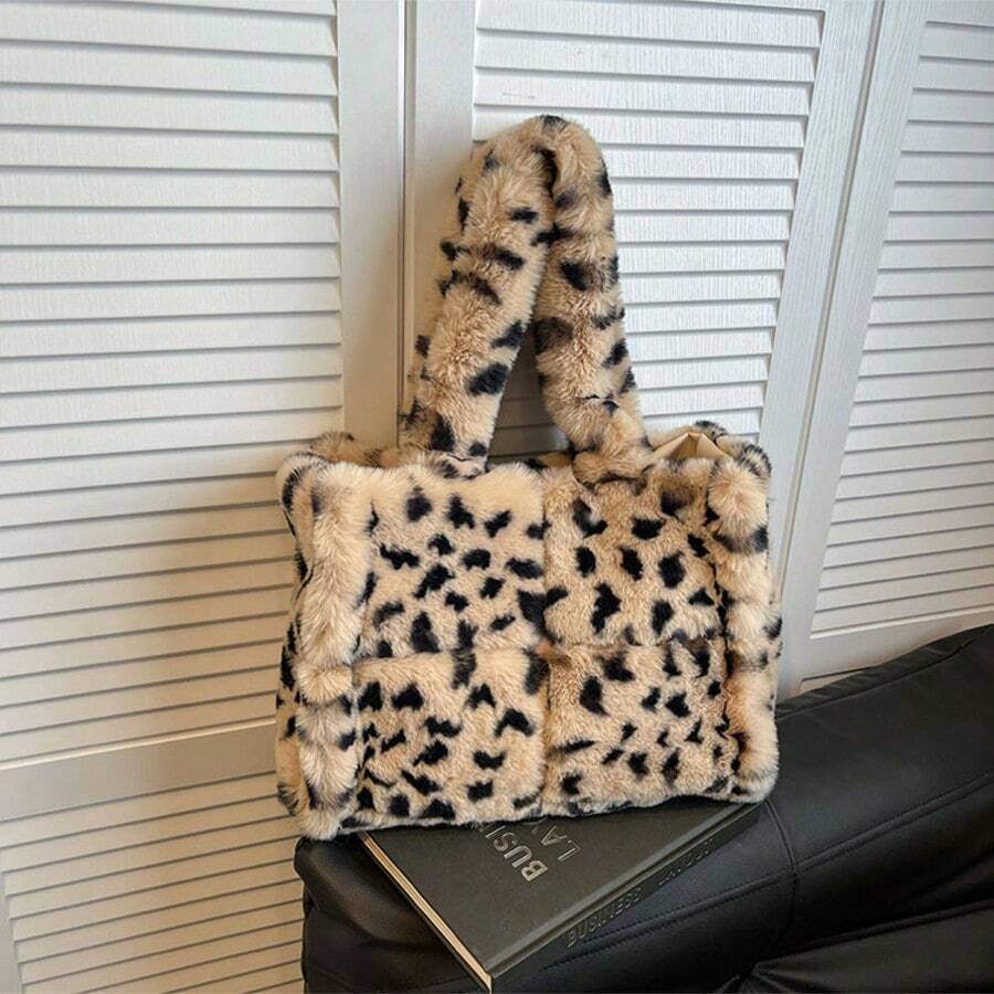 Fuzzy Tote Bag Y2K Fluffy Shoulder Bag Women Furry Purse Large Cute Plush Bag Ladies Faux Fur Bag For Autumn And Winter,Christmas Gifts, Valentine's Day And New Year Gifts