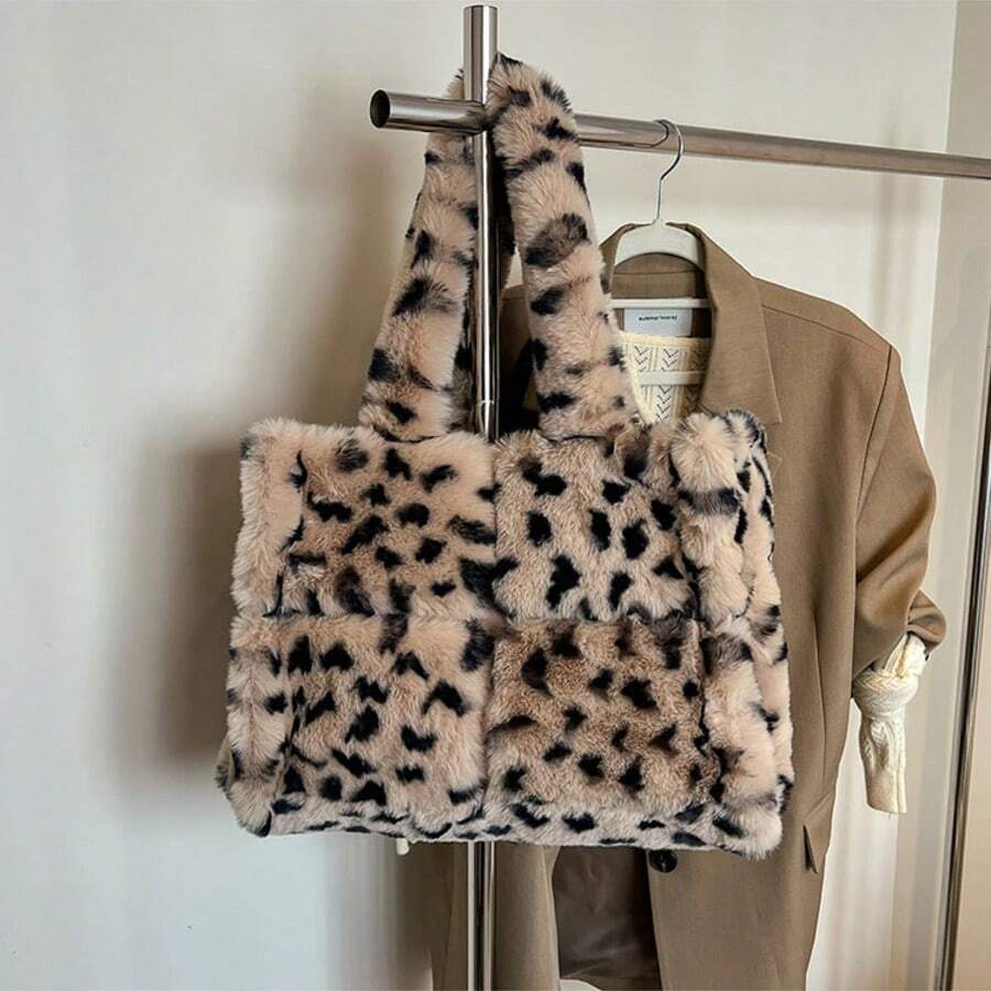 Fuzzy Tote Bag Y2K Fluffy Shoulder Bag Women Furry Purse Large Cute Plush Bag Ladies Faux Fur Bag For Autumn And Winter,Christmas Gifts, Valentine's Day And New Year Gifts