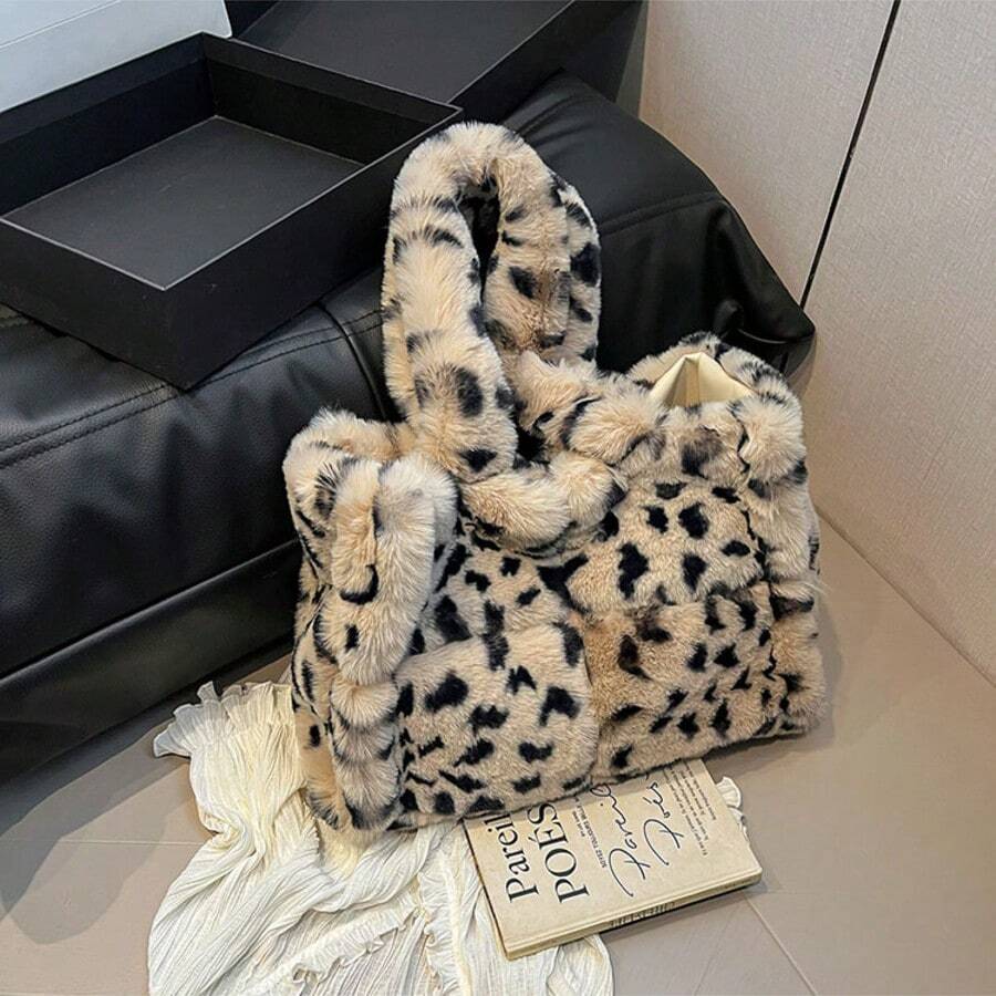 Fuzzy Tote Bag Y2K Fluffy Shoulder Bag Women Furry Purse Large Cute Plush Bag Ladies Faux Fur Bag For Autumn And Winter,Christmas Gifts, Valentine's Day And New Year Gifts
