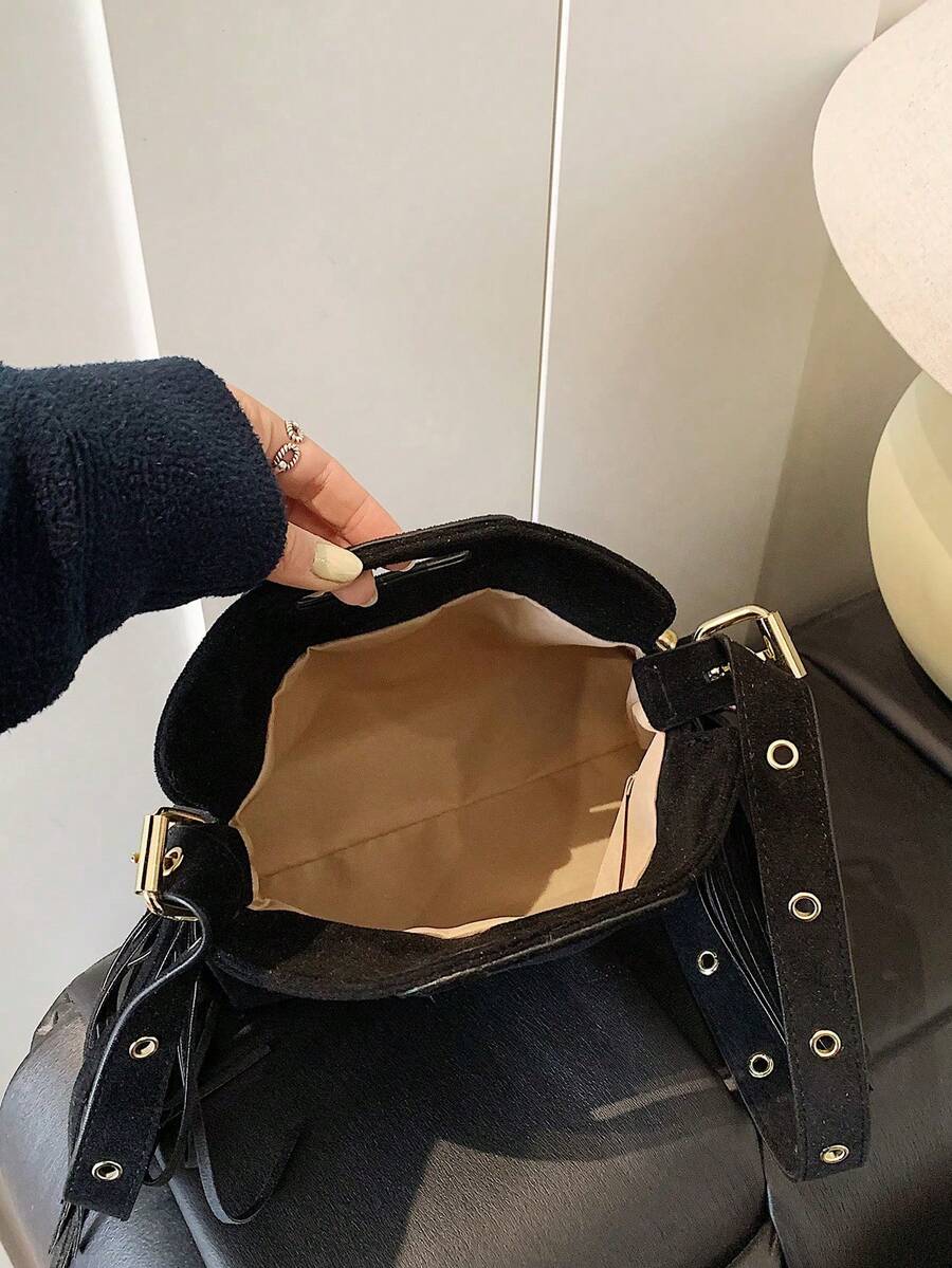 Niche Design Tassel Handbag, Women's New Personalized Versatile Tote Bag, Casual Commute Shoulder Crossbody Bag,Fringe Bag