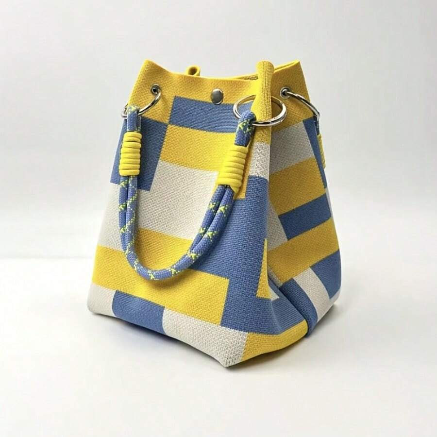 Large Capacity Korean Style Tote Bag For Women, Stylish & Durable Handbag, Suitable For Shopping, Travel And Storage. Personalized Woven Ba