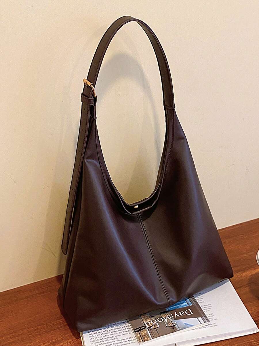 Women's New Large Tote Bag, Fashionable Design Shoulder Bag, Soft PU Material, Textured Style (Color Difference Due To Photo Angle)