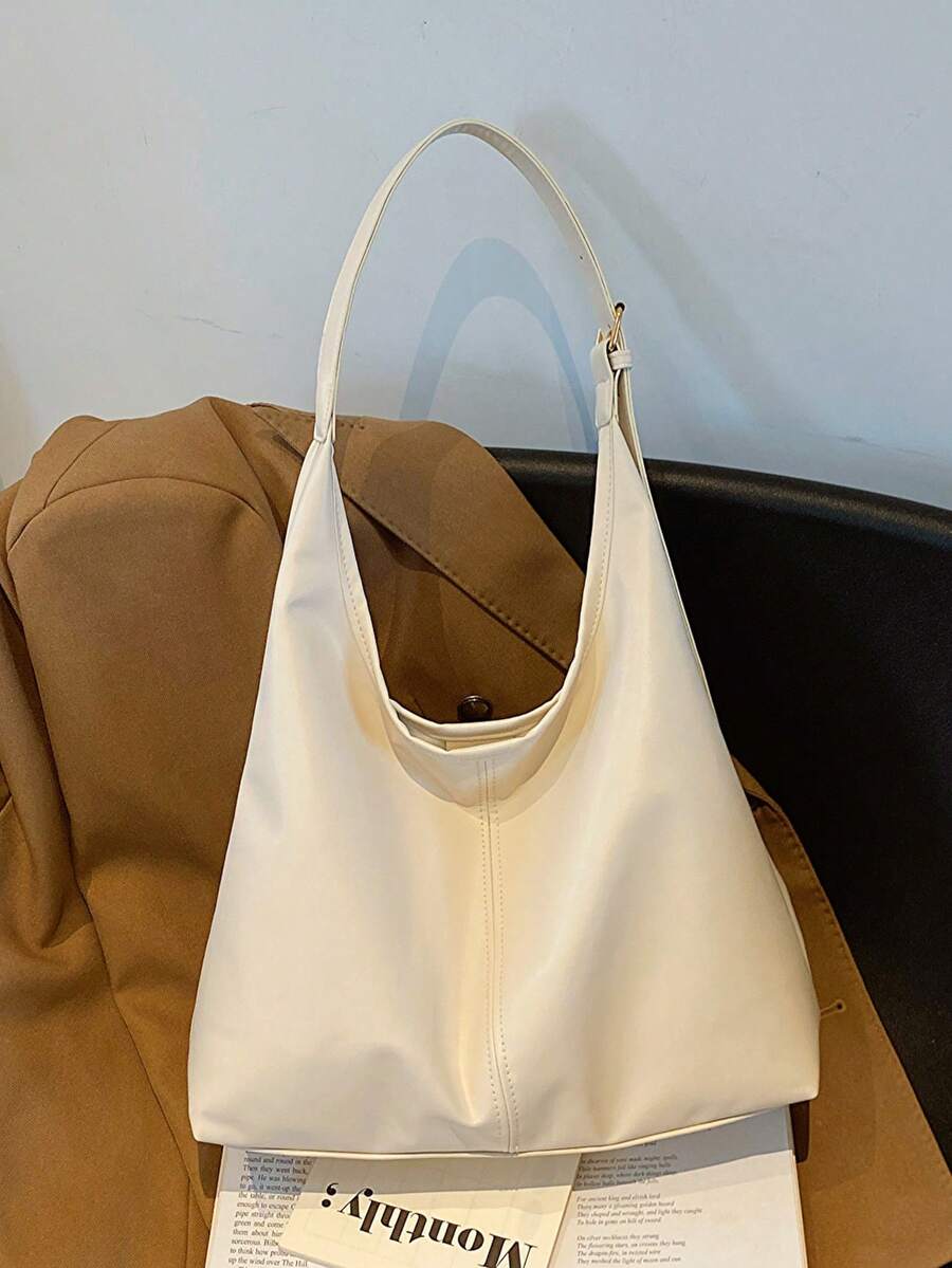 Women's New Large Tote Bag, Fashionable Design Shoulder Bag, Soft PU Material, Textured Style (Color Difference Due To Photo Angle)