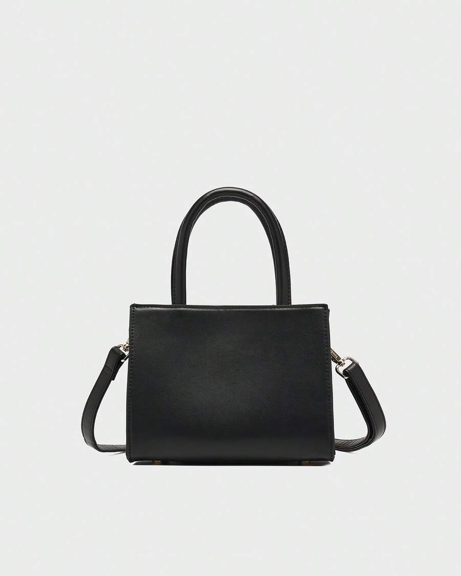 Tote&Carry Women's Y2K Baddie Sassy Letter Print Mini Tote Bag, Vibrant Black PU Leather Crossbody Top Handle Purse, This Is Not A Birkin Ironic Luxury Parody Statement Handbag For Spring Festival Con