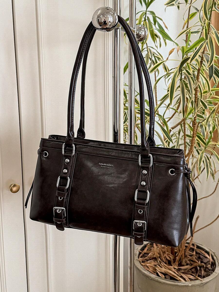 1pc Stylish Tote Bag For Women, New Autumn/Winter Style, Retro Motorcycle Design, Large Capacity, Underarm Shoulder Bag.
