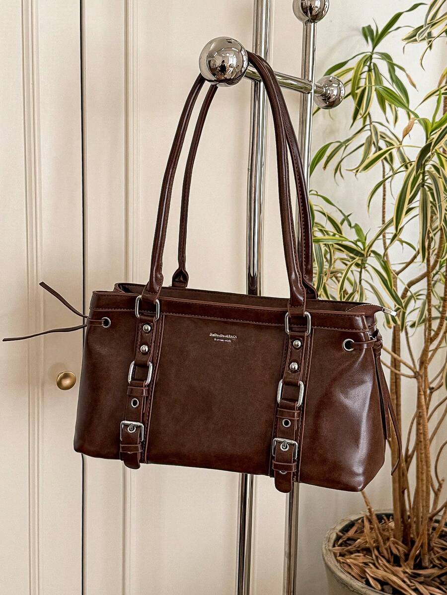 1pc Stylish Tote Bag For Women, New Autumn/Winter Style, Retro Motorcycle Design, Large Capacity, Underarm Shoulder Bag.