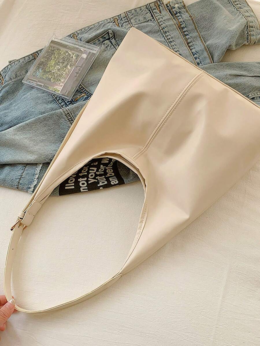 Women's New Large Tote Bag, Fashionable Design Shoulder Bag, Soft PU Material, Textured Style (Color Difference Due To Photo Angle)