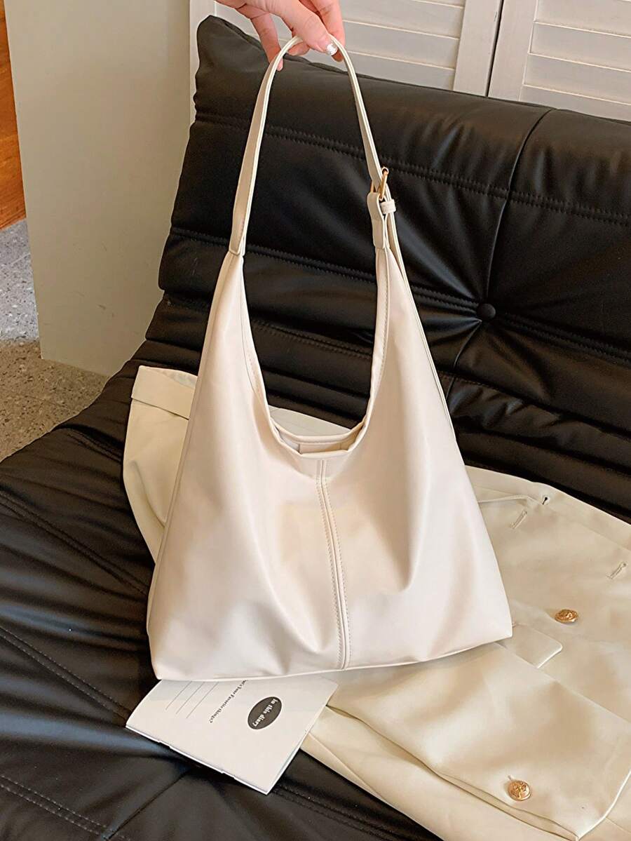 Women's New Large Tote Bag, Fashionable Design Shoulder Bag, Soft PU Material, Textured Style (Color Difference Due To Photo Angle)