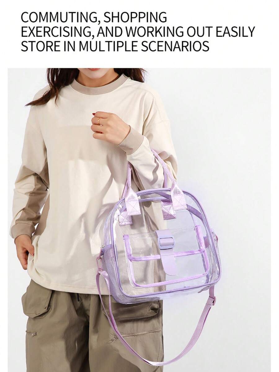 Ubysoyi Clear Handbag Stadium Approved Transparent Tote Bag Shoulder Bag WithPendant Crossbody Bag For Women/Unisex Beach Concert Sport School Travel Vacation