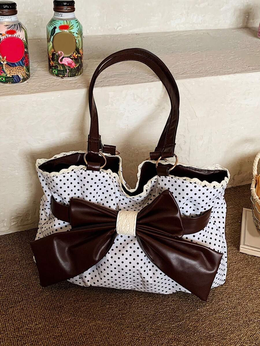 Large Capacity Polka Dot Shoulder Bag, Stylish And Elegant Armpit Bag With Exquisite Temperament, Niche Design Tote Bag, Suitable For Shopping Dating