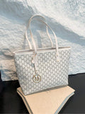 Fashion Solid Color Large Capacity M-Letter Print Tote Bag, Metal Decor, Shoulder Bag, Suitable For Women Shopping, Commuting To Work And Daily Use, Suitable For Students Going Back To School