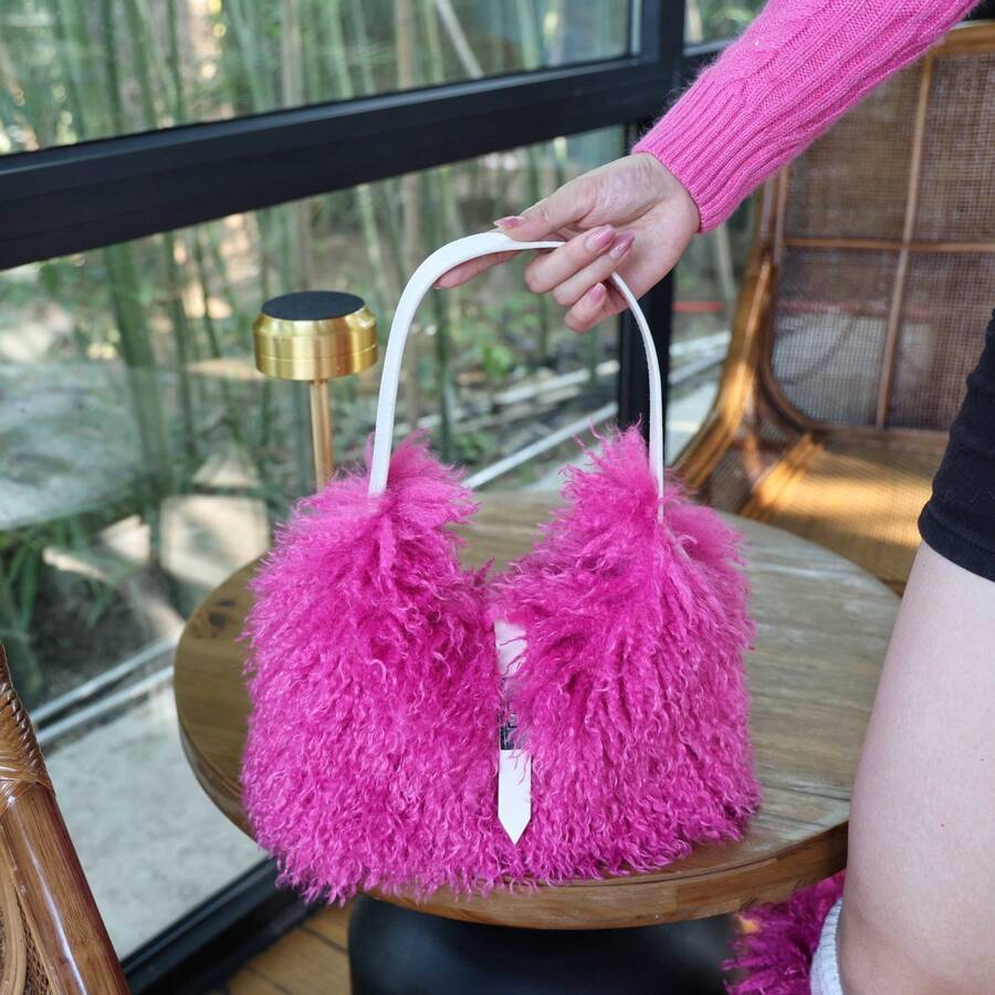 Women Faux Fur Fluffy Tote Bag, Plush Fur Purse Bag Soft Imitation Wool Fur Shoulder Tote Handbag With Adjustable Strap, Luxury Fur Buckle Handbag For Daily Travel Shopping