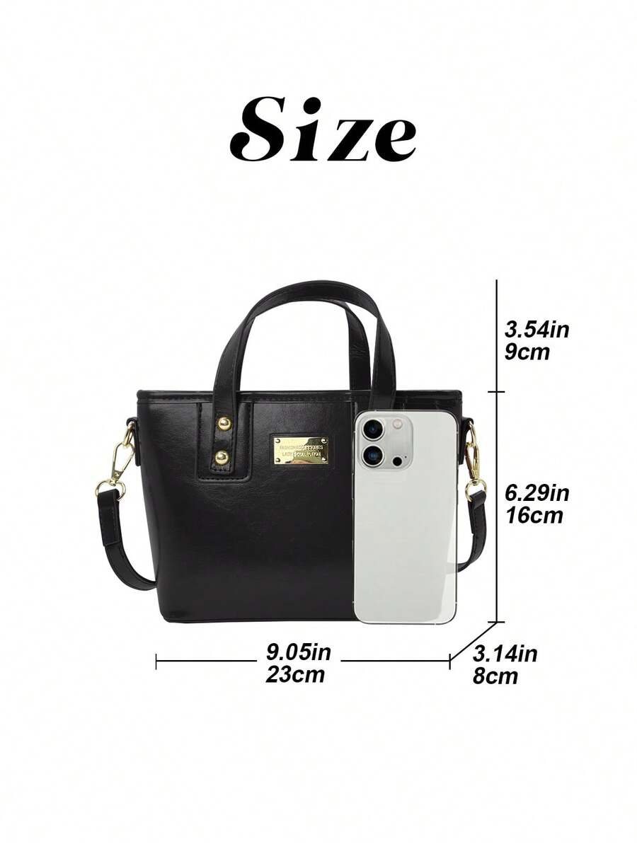 Functional Vintage Crossbody Bag For Women Chic Zipper Tote Bag With Double Top Handle And Detachable Strap For Commuter