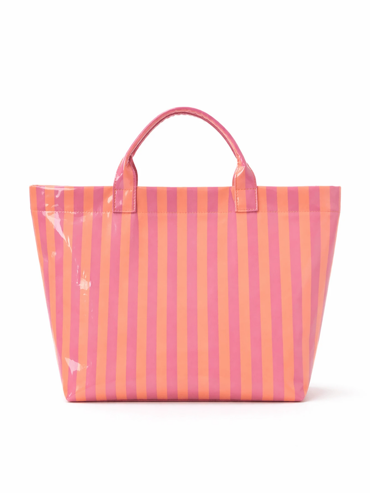 Striped PVC Coated Tote Bag, Large Capacity Travel Handbag, Suitable For Beach, Pool, Shopping, Vacation, Picnic And Daily Carry