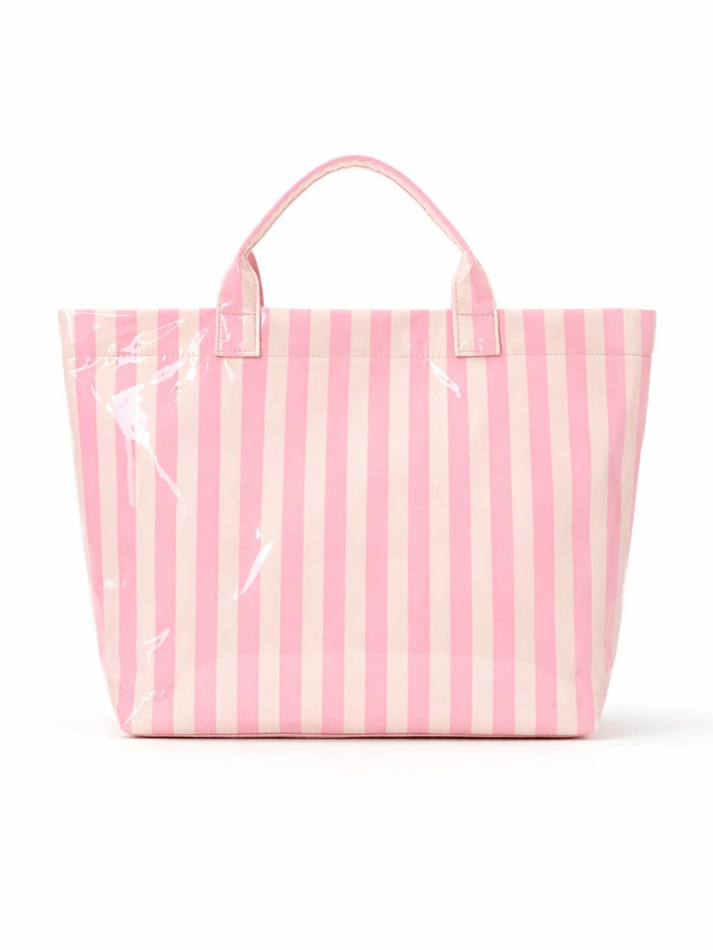 Striped PVC Coated Tote Bag, Large Capacity Travel Handbag, Suitable For Beach, Pool, Shopping, Vacation, Picnic And Daily Carry