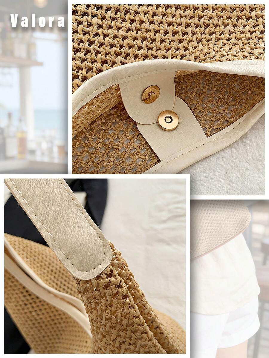 Bohemian Summer Beach Bag Large Capacity Shoulder Bag Slouchy Bag Breathable Woven Bag Hobo Bag For Casual Outings And Coastal Vacations Straw Bag