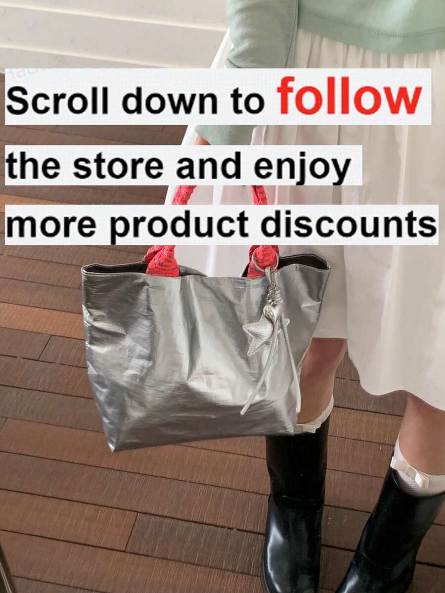 1pc Women's Colorblock Shoulder Crossbody Bag, Large Capacity Shiny Tote Bag, Suitable For Shopping, Commuting, Gift Giving