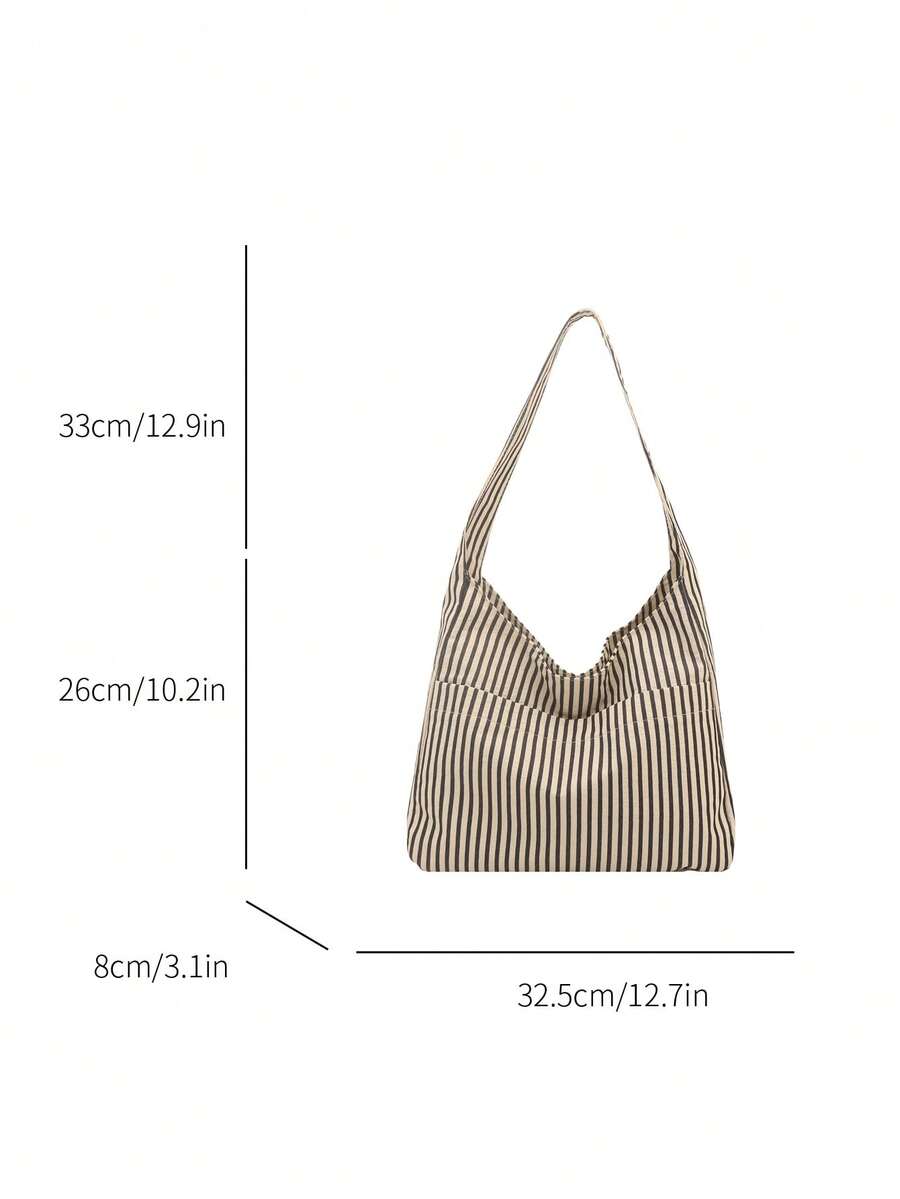 Large Capacity Women's Cloth Bag, Shoulder Bag, Casual Versatile Striped Tote