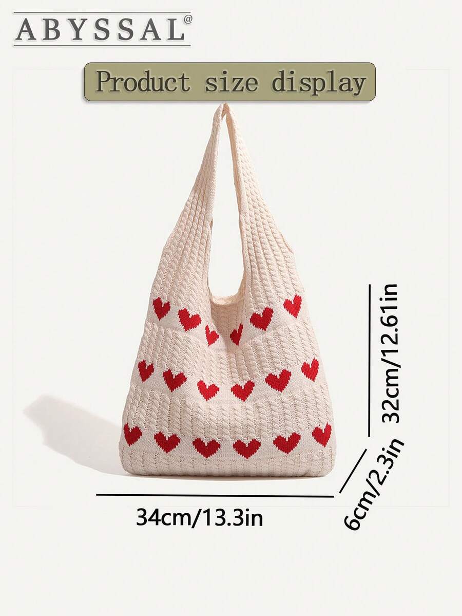 Crochet Tote Bag For Women Knitted Shoulder Beach Bag Vintage Hollow Weaving Large Capacity Floral Decor Shopping Summer Handbag Essentials Travel