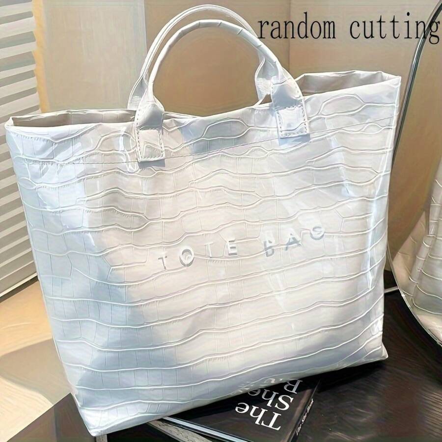 New Women's Letter-Patterned Shoulder Bag Tote, Featuring A Fixed Shoulder Strap For Easy Carrying, Large Capacity Suitable For Daily Commuting, Shopp