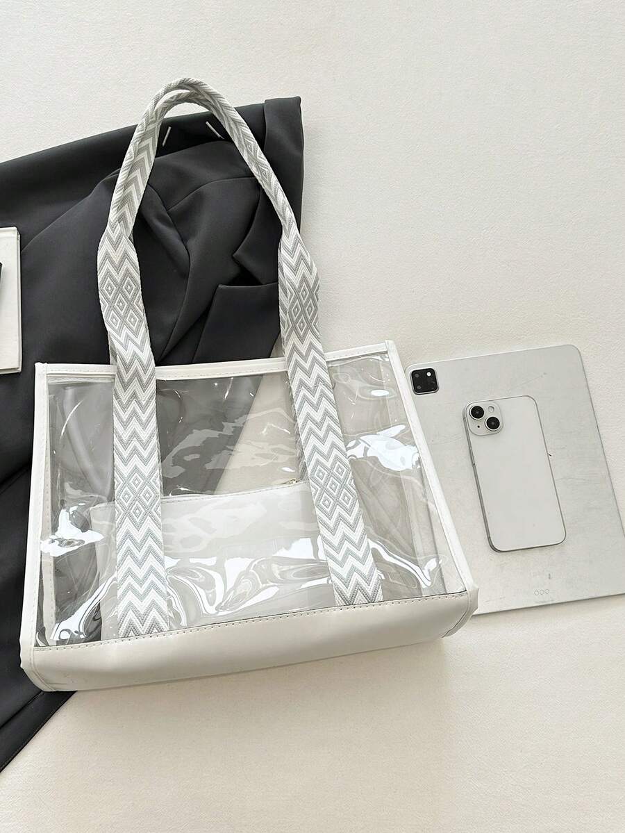 Transparent Beach Bag, Large Capacity Tote Bag, Women's Shoulder Bag, Coin Purse, Change Pouch For Holiday By The Sea Vacation Essentials