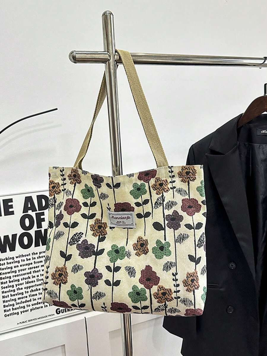 Large Capacity Niche Shoulder Bag Women's New Style Ins Canvas Tote Bag Handbag For School And Commuting, Canvas Printed Material