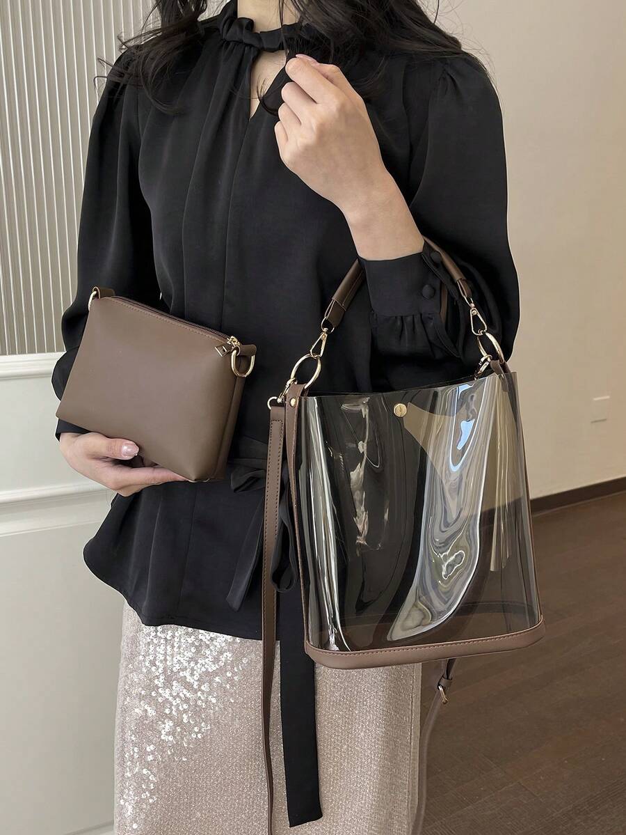 Transparent Jelly Bag, Beach Bag, Tote Bag, Handbag, Shoulder Bag, Crossbody Bag, Fashion Versatile Commuter Bag For Women