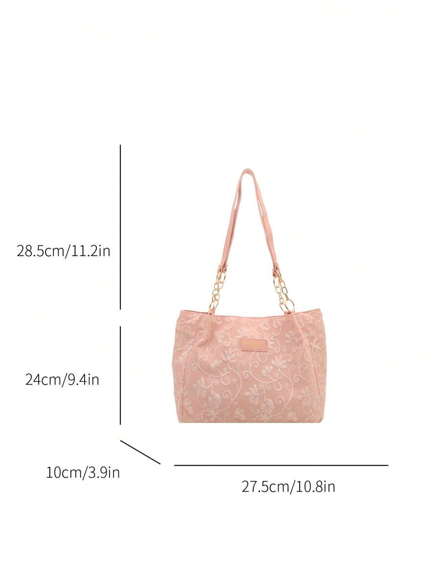 Fashionable Striped Handbag- Women's Large Capacity Shoulder Bag- Zipper Tote Bag For Daily Use- Minimalist Chain Shoulder Tote Bag For Teen Girls Women College Students,Rookies & White-Collar Work