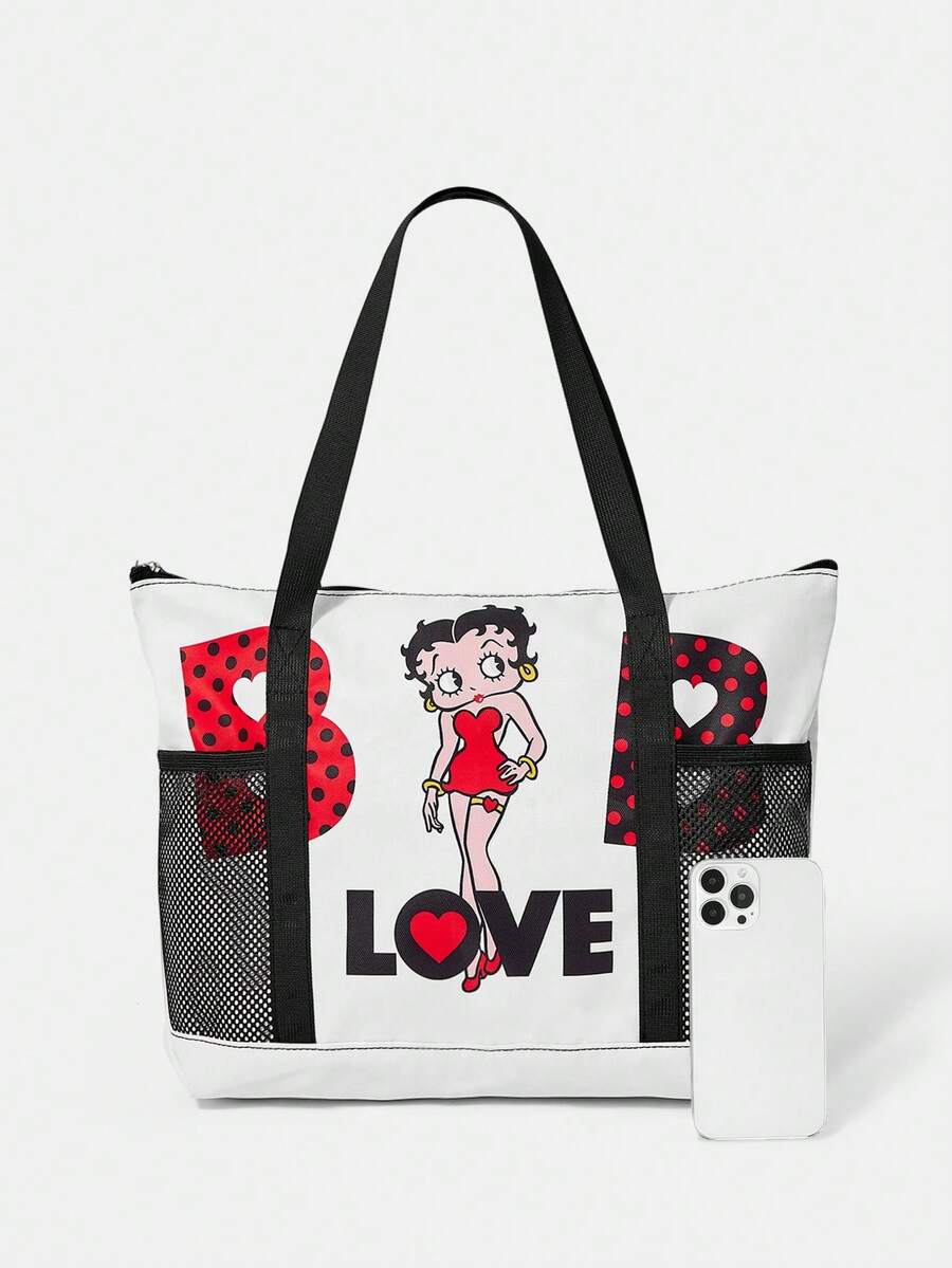 Betty Boop x A Betty Boop Themed Shoulder Tote Bag, Versatile For Multiple Scenarios, Large Capacity, Ultra Lightweight, Durable, Versatile And Practical, High Aesthetic Value, Fashionable Style