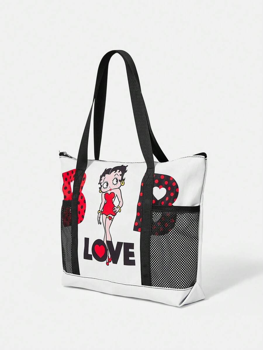 Betty Boop x A Betty Boop Themed Shoulder Tote Bag, Versatile For Multiple Scenarios, Large Capacity, Ultra Lightweight, Durable, Versatile And Practical, High Aesthetic Value, Fashionable Style