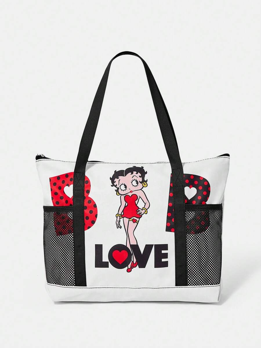 Betty Boop x A Betty Boop Themed Shoulder Tote Bag, Versatile For Multiple Scenarios, Large Capacity, Ultra Lightweight, Durable, Versatile And Practical, High Aesthetic Value, Fashionable Style